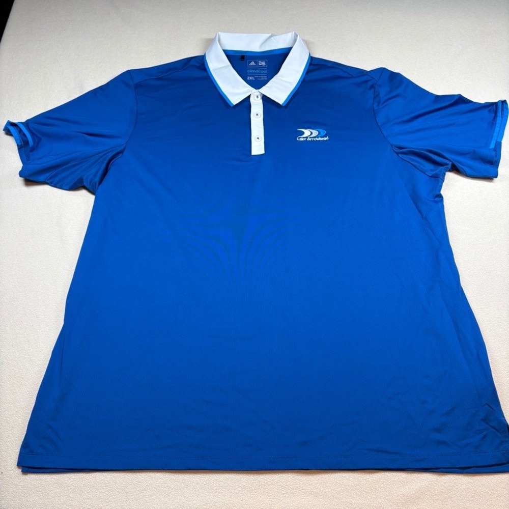 Adidas Golf Mens 2XL Blue Climacool Lake Arrowhead Polo Shirt Short Sleeve